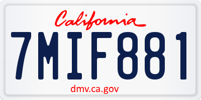 CA license plate 7MIF881