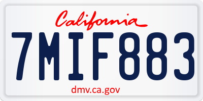 CA license plate 7MIF883