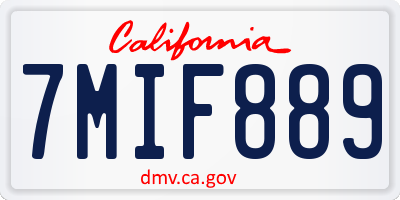 CA license plate 7MIF889