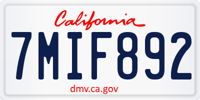 CA license plate 7MIF892
