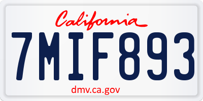 CA license plate 7MIF893