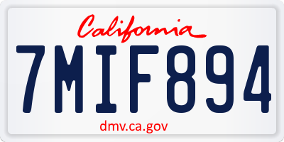 CA license plate 7MIF894