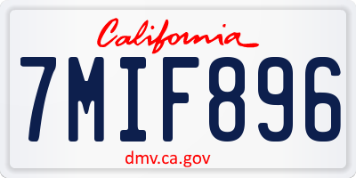 CA license plate 7MIF896
