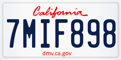 CA license plate 7MIF898