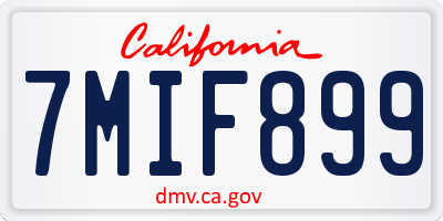 CA license plate 7MIF899