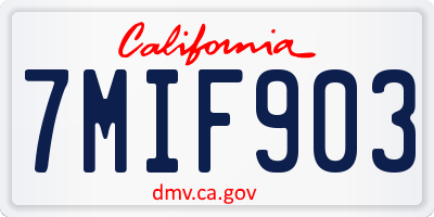 CA license plate 7MIF903