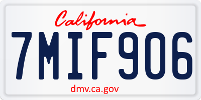 CA license plate 7MIF906