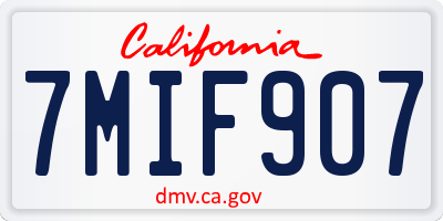 CA license plate 7MIF907