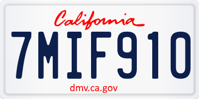 CA license plate 7MIF910