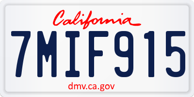 CA license plate 7MIF915