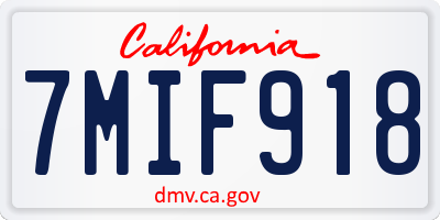 CA license plate 7MIF918