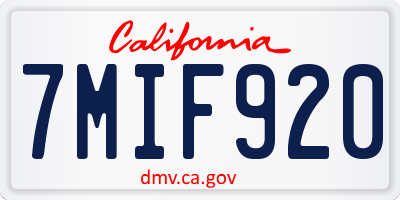 CA license plate 7MIF920