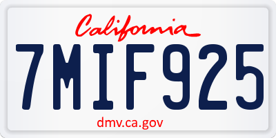 CA license plate 7MIF925