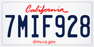 CA license plate 7MIF928