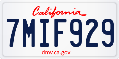 CA license plate 7MIF929