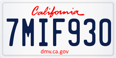 CA license plate 7MIF930