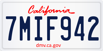 CA license plate 7MIF942