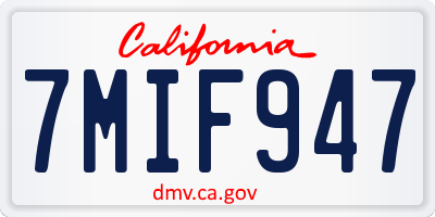 CA license plate 7MIF947