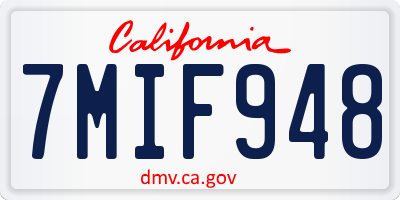 CA license plate 7MIF948