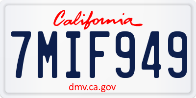 CA license plate 7MIF949
