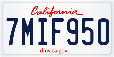 CA license plate 7MIF950