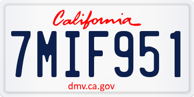 CA license plate 7MIF951