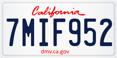 CA license plate 7MIF952