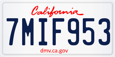 CA license plate 7MIF953