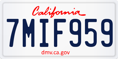 CA license plate 7MIF959
