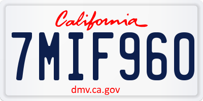 CA license plate 7MIF960
