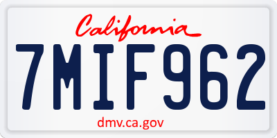 CA license plate 7MIF962