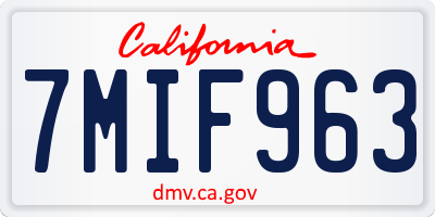 CA license plate 7MIF963
