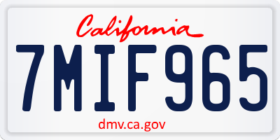 CA license plate 7MIF965