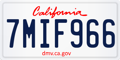 CA license plate 7MIF966