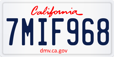 CA license plate 7MIF968