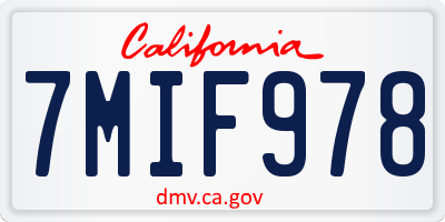 CA license plate 7MIF978