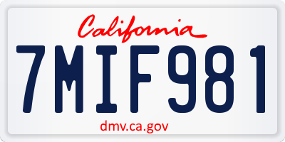 CA license plate 7MIF981