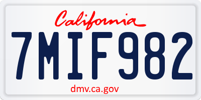 CA license plate 7MIF982