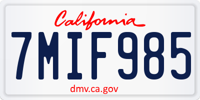 CA license plate 7MIF985