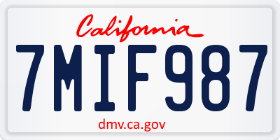 CA license plate 7MIF987