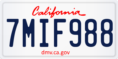 CA license plate 7MIF988