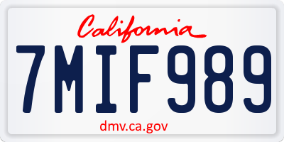 CA license plate 7MIF989