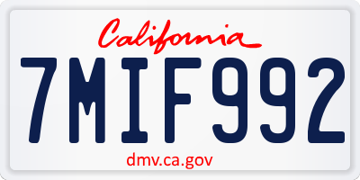 CA license plate 7MIF992