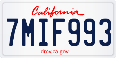 CA license plate 7MIF993