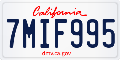 CA license plate 7MIF995