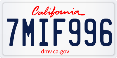 CA license plate 7MIF996