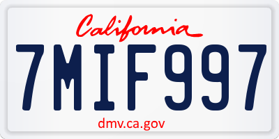 CA license plate 7MIF997