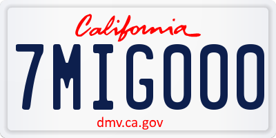 CA license plate 7MIG000