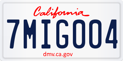 CA license plate 7MIG004