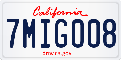 CA license plate 7MIG008